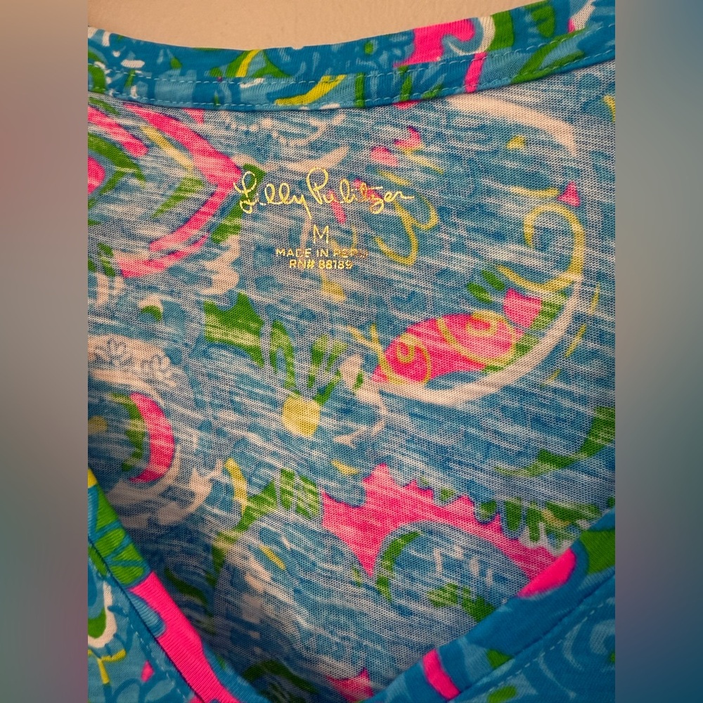 🌼Lilly Pulitzer Hey Gull Friend Etta V-neck Tee 100% Cotton 🌼 - Picture 3 of 6